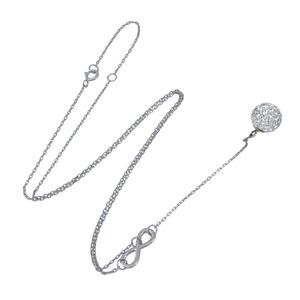 Cubic Zirconia Infinity Link Lariat Necklace | Vintage Sterling Silver | 16-18"